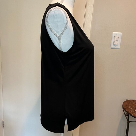 MICHAEL Michael Kors Black Sleeveless tank with gold trim, Size Medium - Picture 5 of 10
